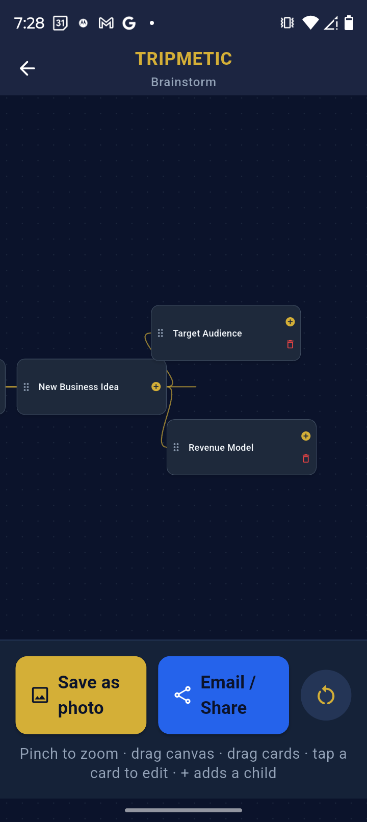 Tripmetic Dark Mode Interface